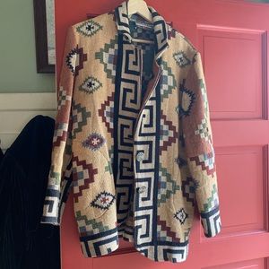 Vintage woven blanket tapestry coat one size medium